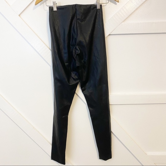 Commando Perfect Control Faux Leather High Rise Raw Hem Stretch Leggings Black L - Picture 5 of 11